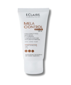 La crème Mela Control est un soin complet pour les mains qui agit simultanément sur l'hydratation et le vieillissement cutané lié au soleil.